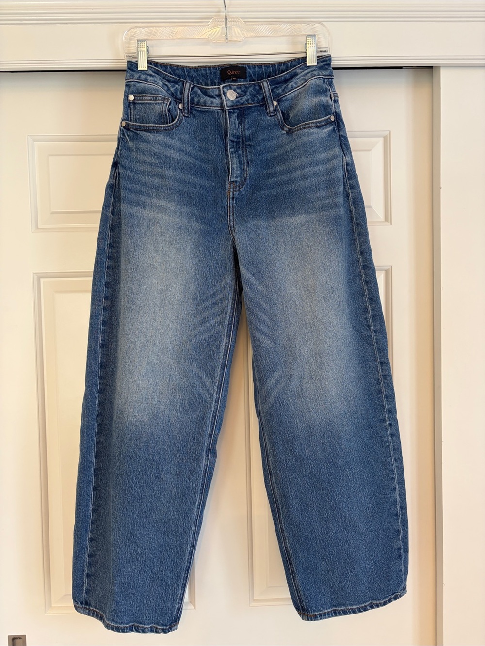 Quince Wide-Leg Jeans in Faded Blue Denim
